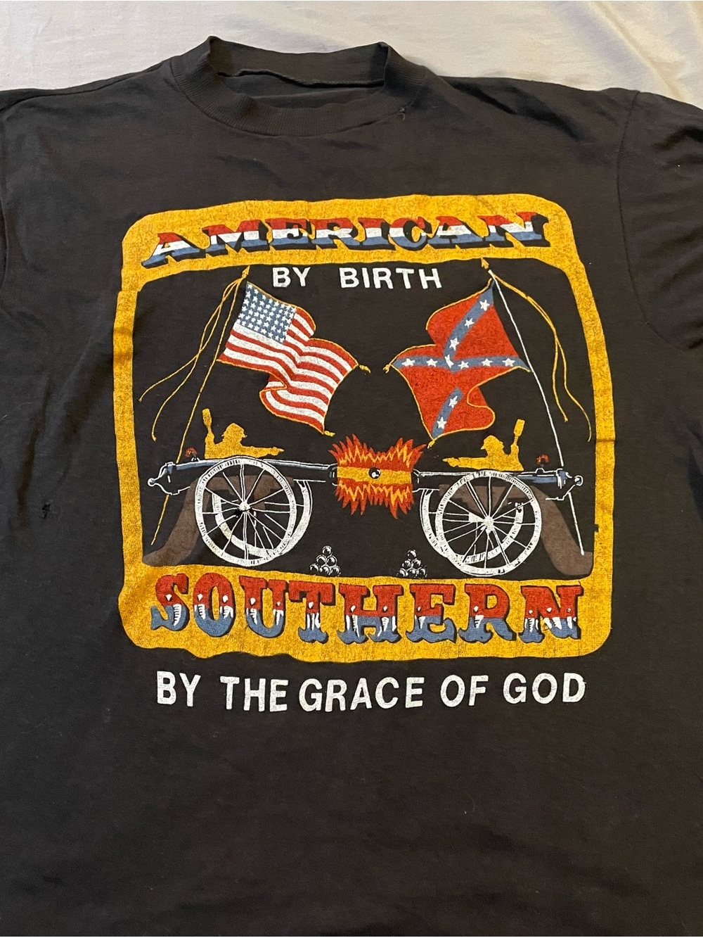 Vintage Single Stitch Tee - "American by Birth, Southern by the Grace of God"